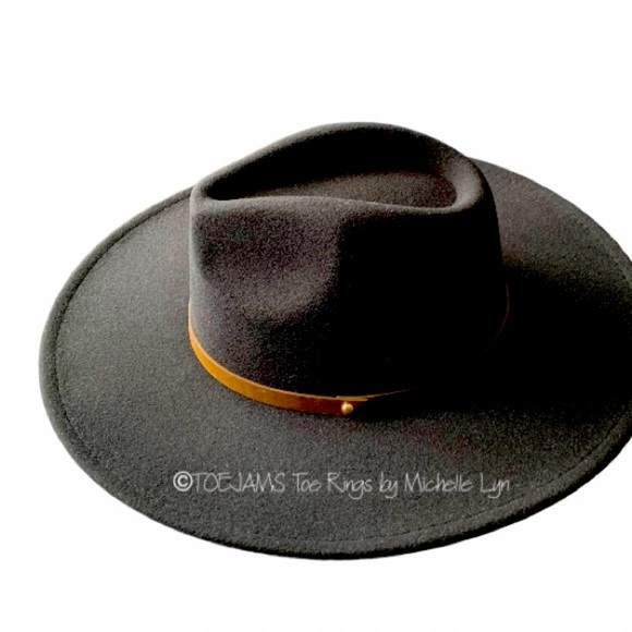 HAT Black Panama Hat Removable Band Cowboy Fedora Hat Sophisticated Bohemian Hat - Picture 4 of 4